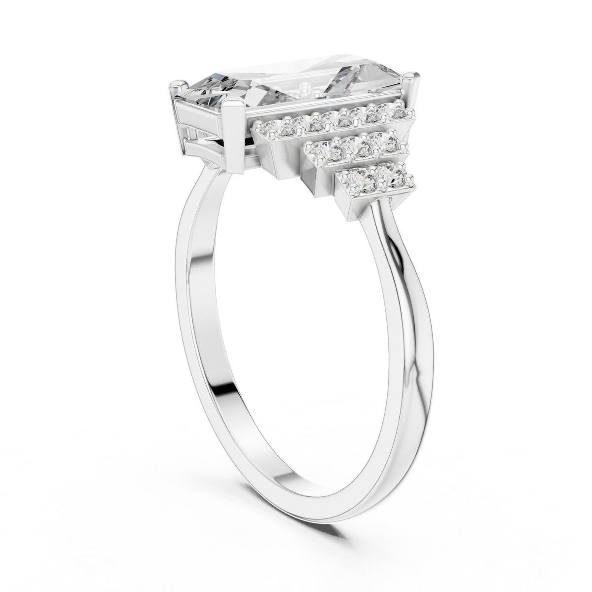 Radiant Steps Emerald Ring