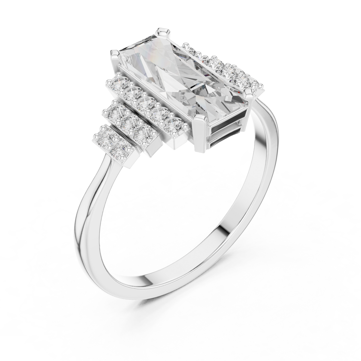 Radiant Steps Emerald Ring