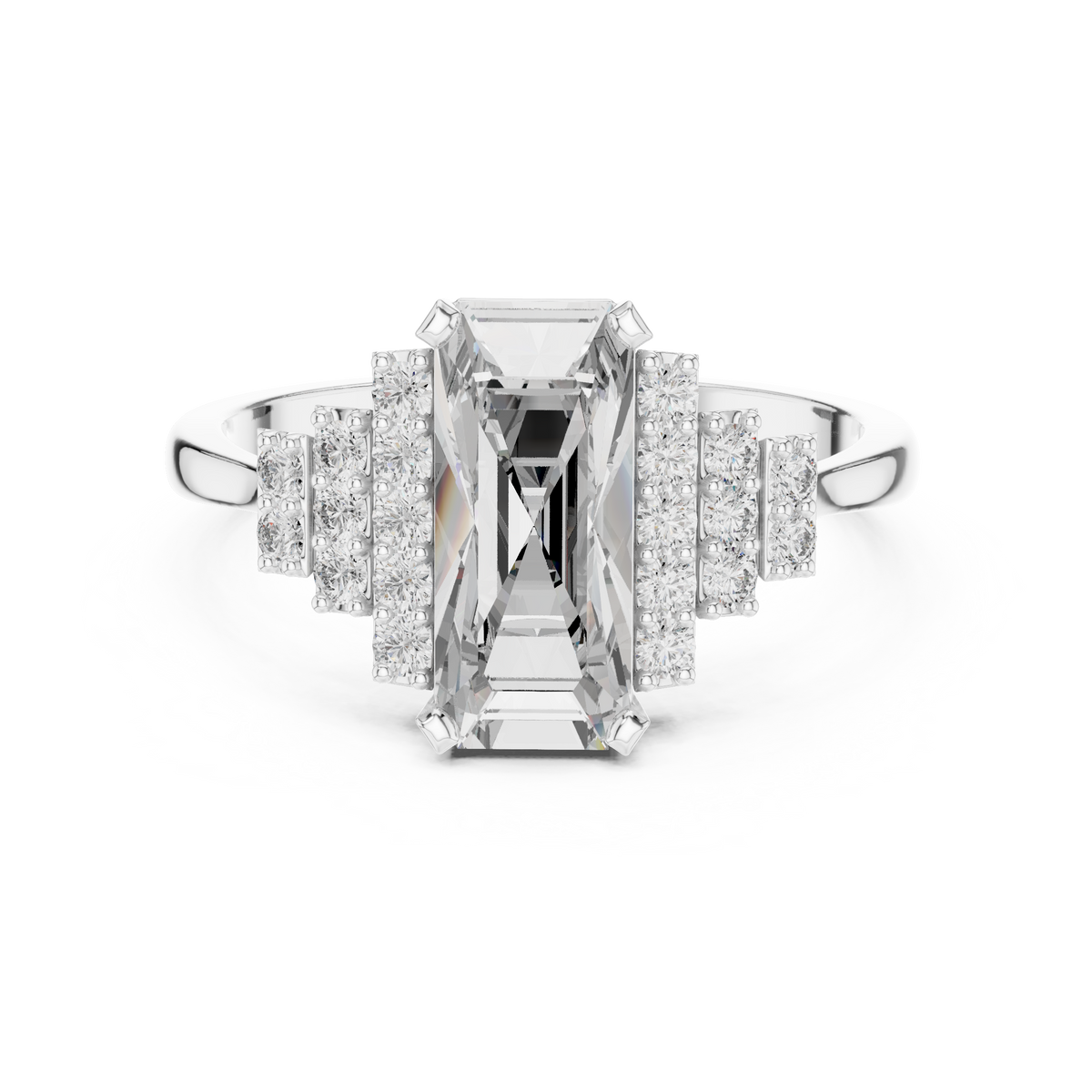 Radiant Steps Emerald Ring