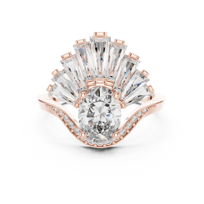 Radiant Sunburst Oval Ring