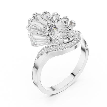 Radiant Sunburst Oval Ring