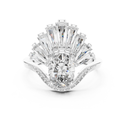 Radiant Sunburst Oval Ring