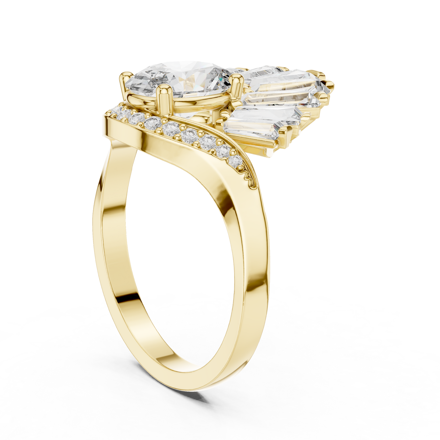 Radiant Sunburst Oval Ring