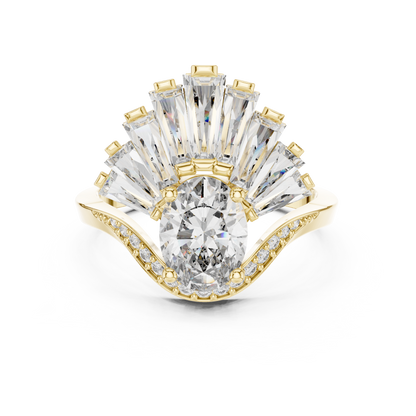 Radiant Sunburst Oval Ring