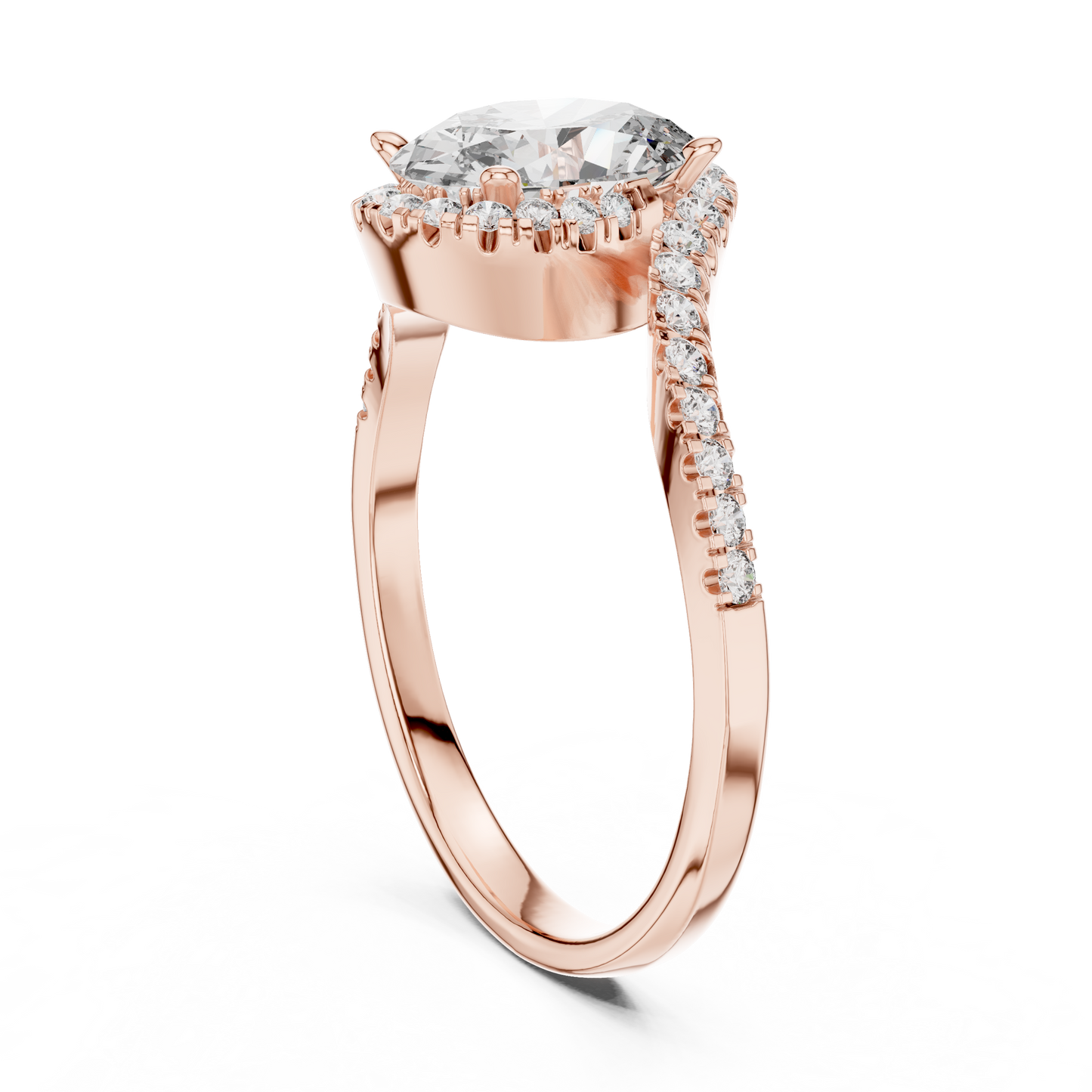 Twisted Halo Oval Ring