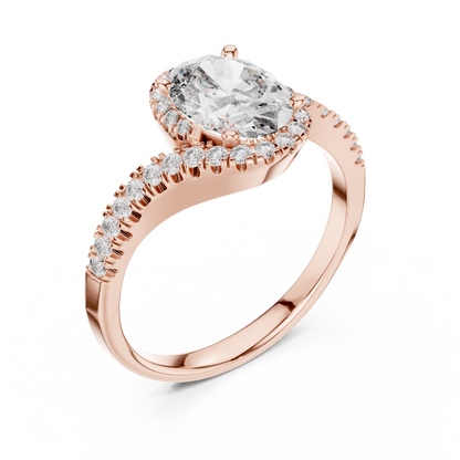 Twisted Halo Oval Ring