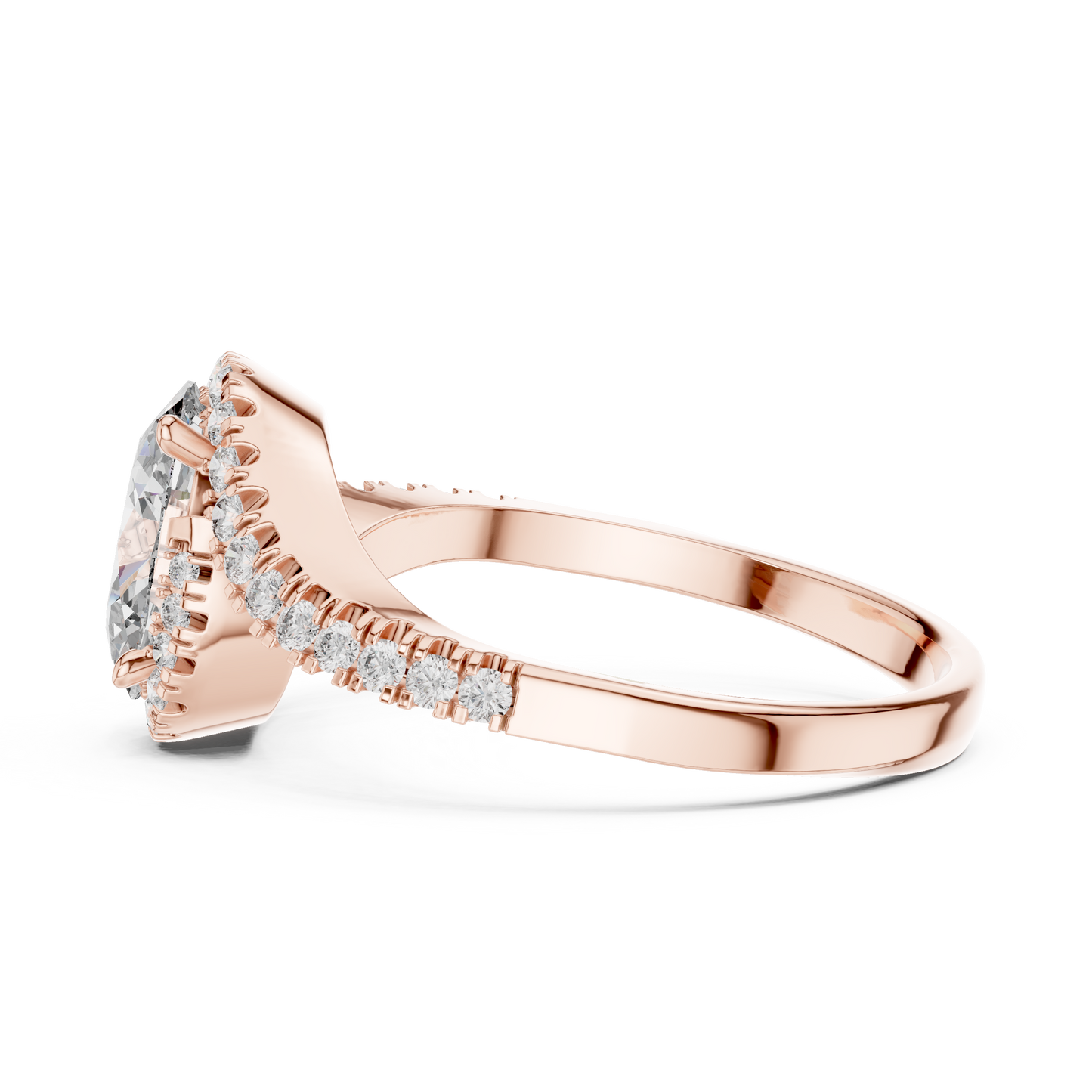 Twisted Halo Oval Ring