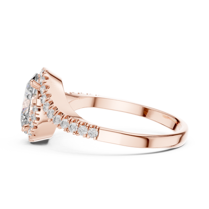 Twisted Halo Oval Ring