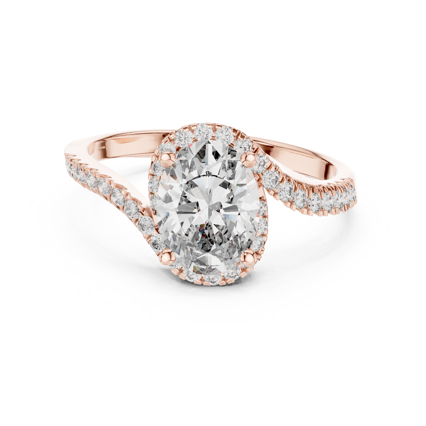 Twisted Halo Oval Ring
