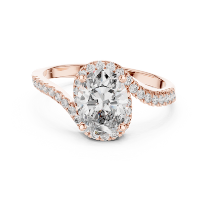 Twisted Halo Oval Ring