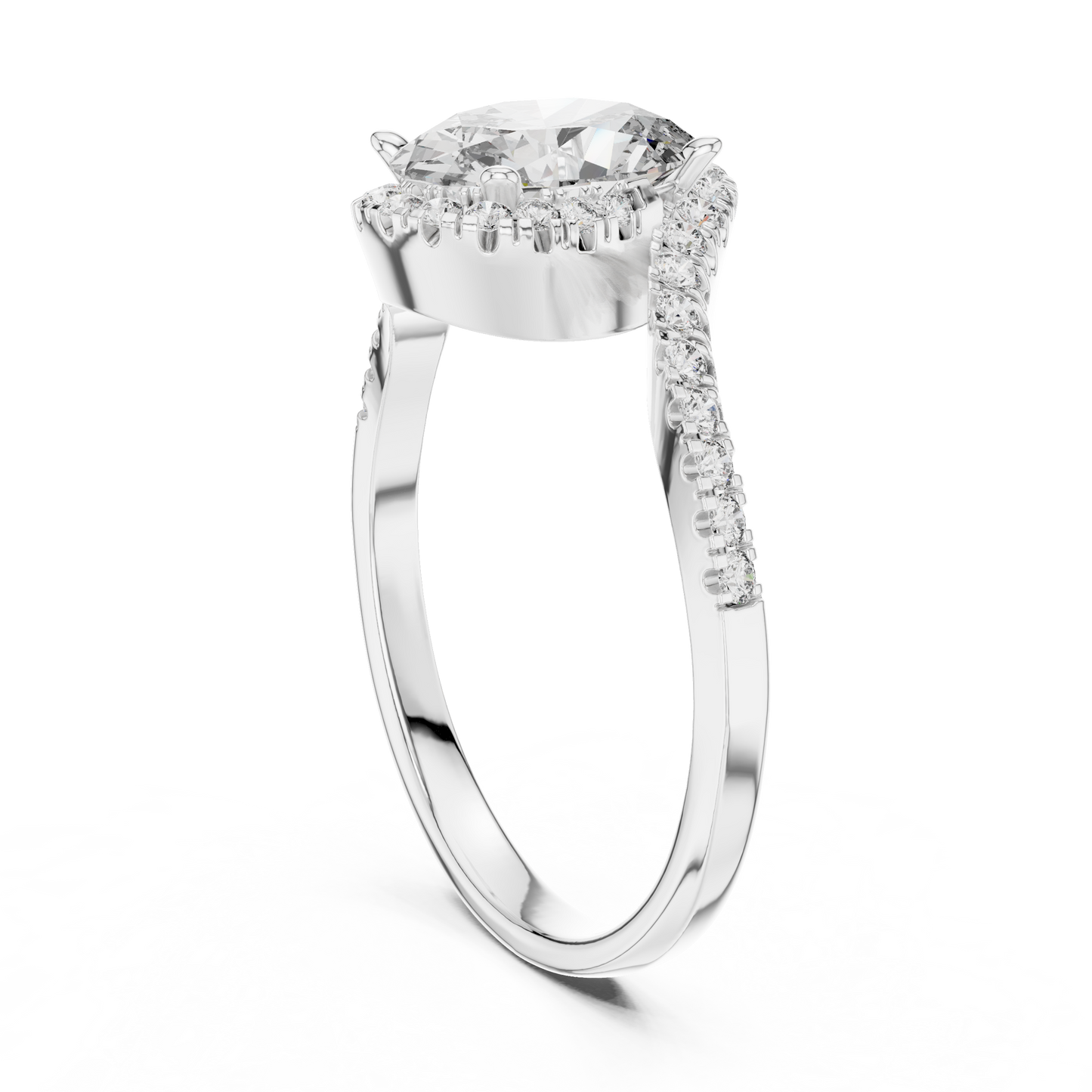 Twisted Halo Oval Ring