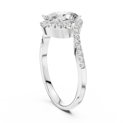 Twisted Halo Oval Ring