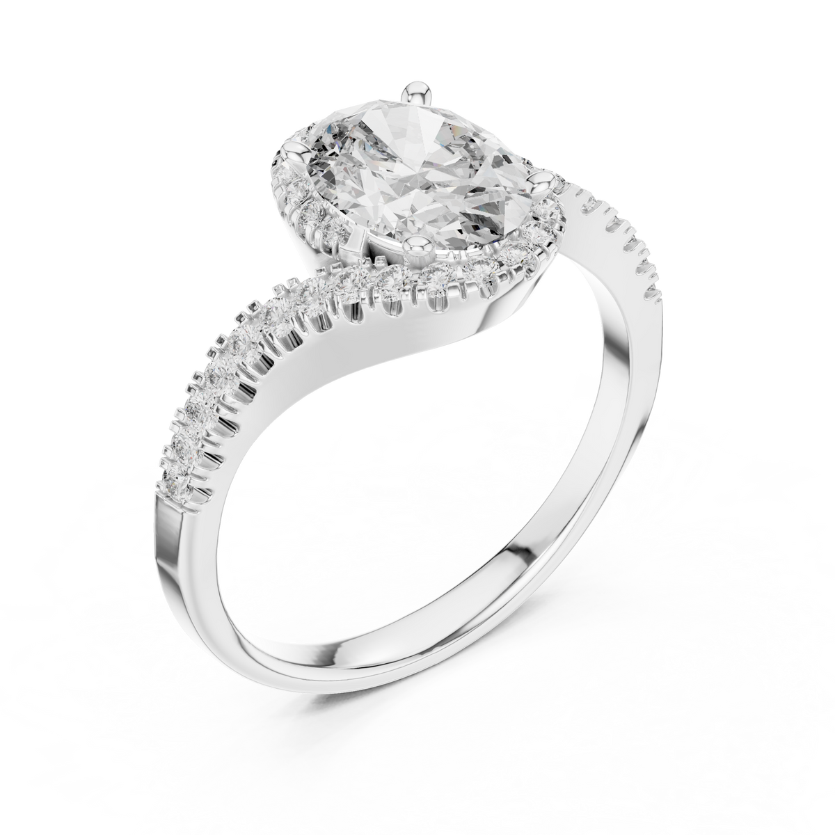 Twisted Halo Oval Ring
