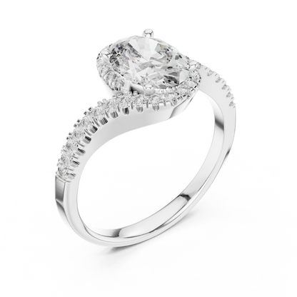 Twisted Halo Oval Ring
