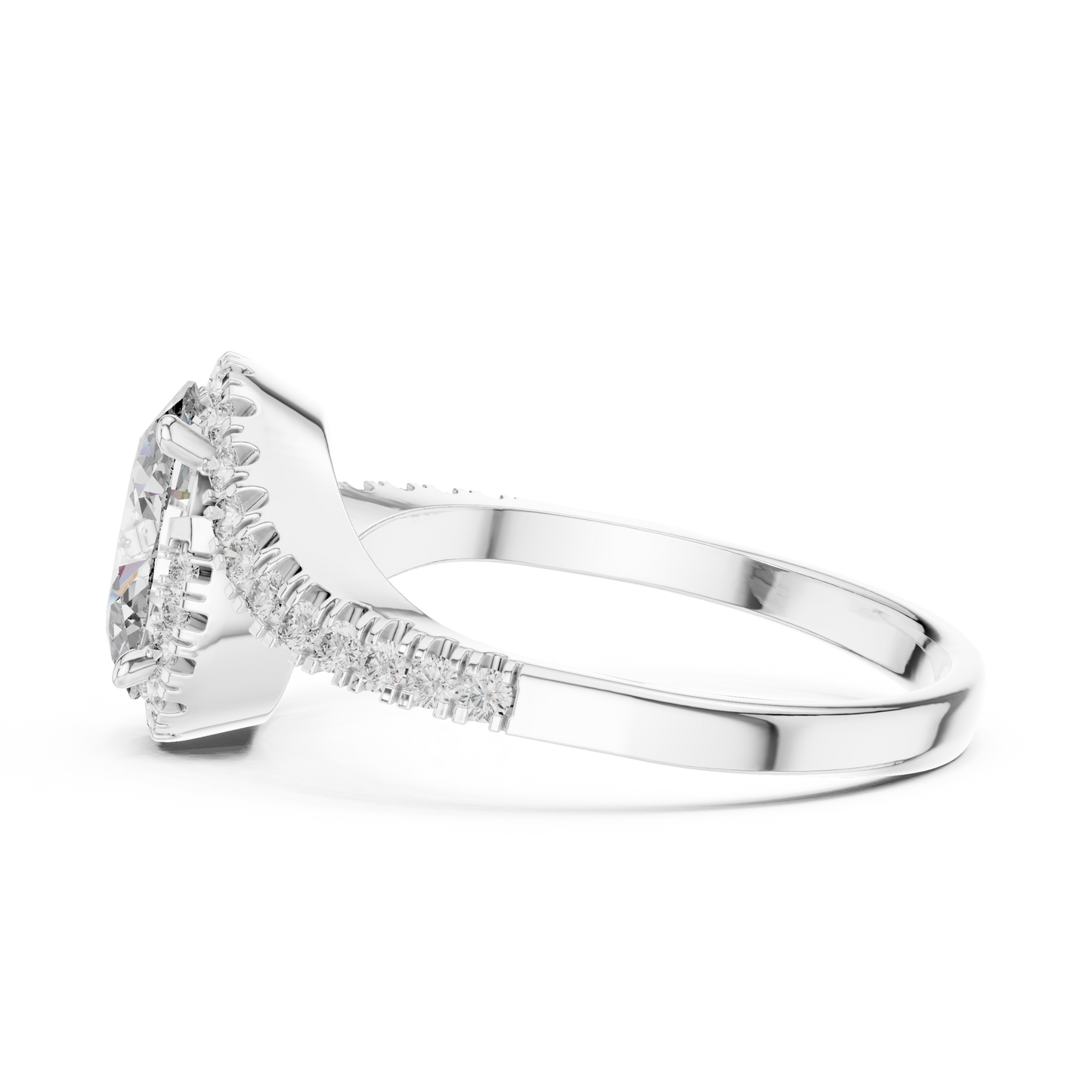 Twisted Halo Oval Ring