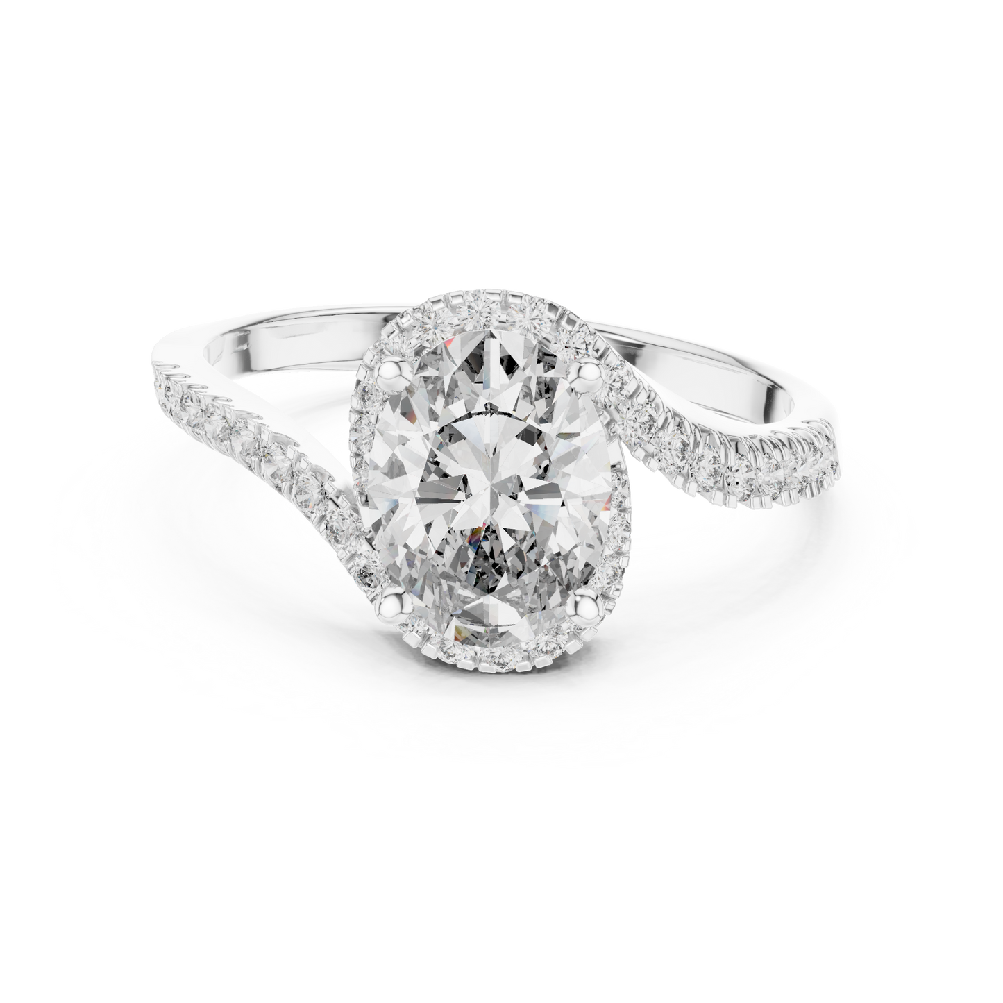 Twisted Halo Oval Ring