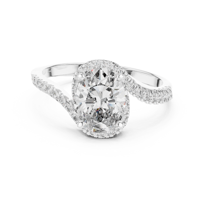Twisted Halo Oval Ring