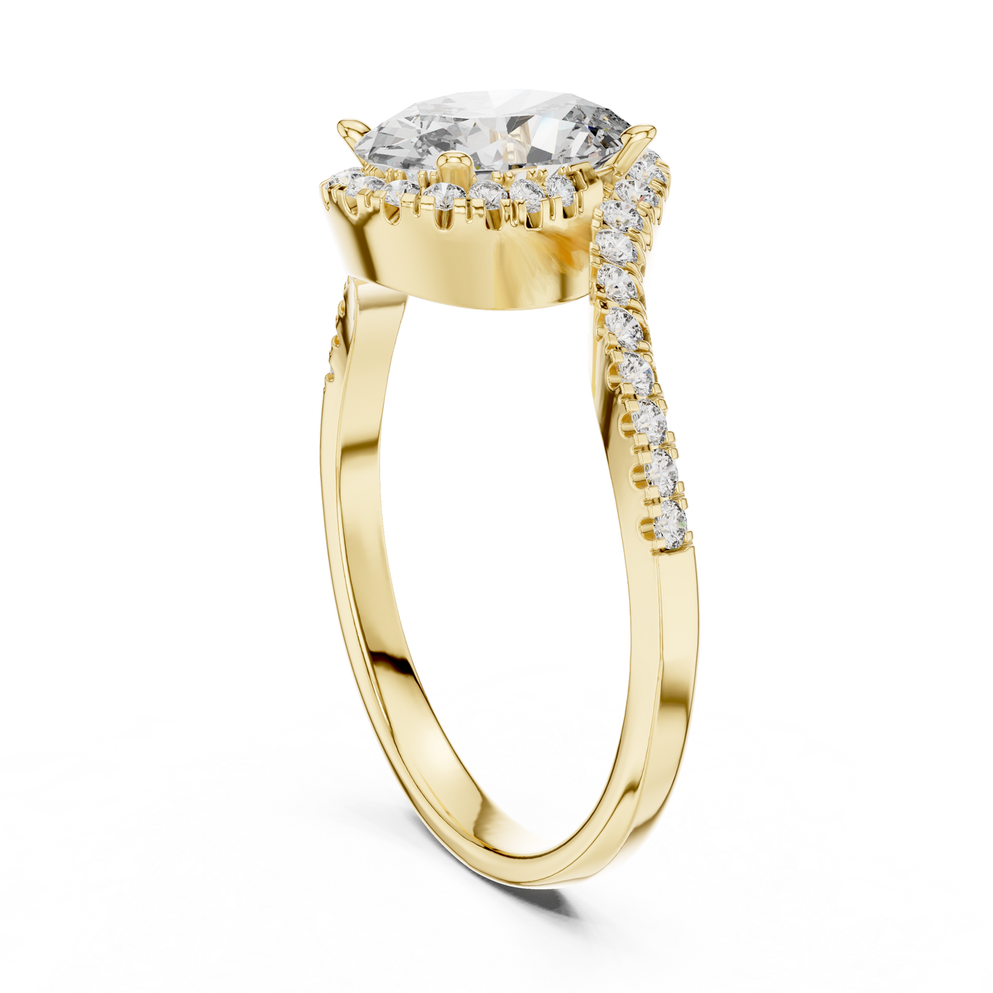 Twisted Halo Oval Ring
