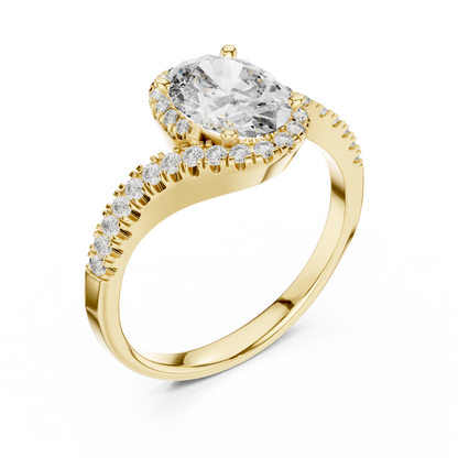 Twisted Halo Oval Ring