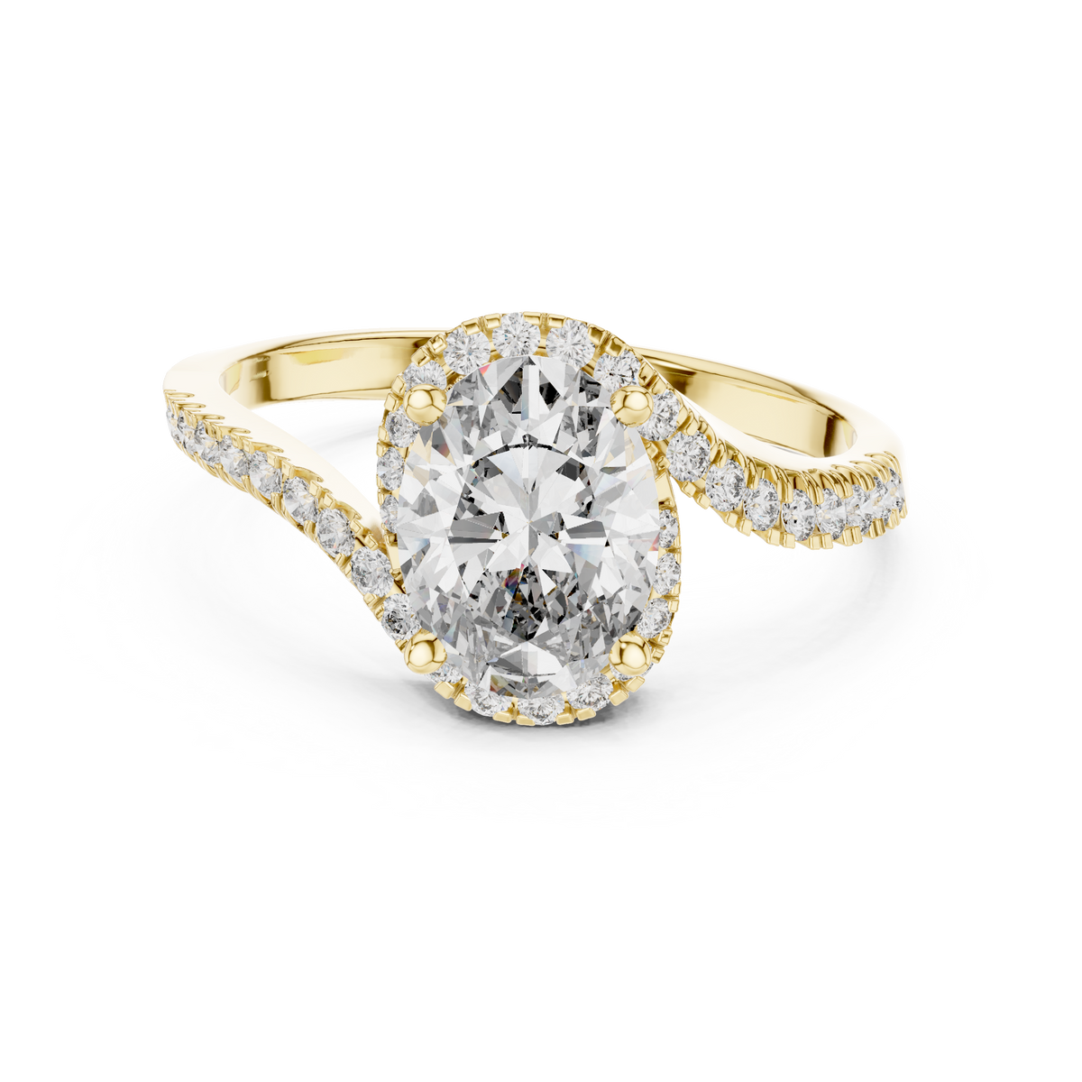 Twisted Halo Oval Ring