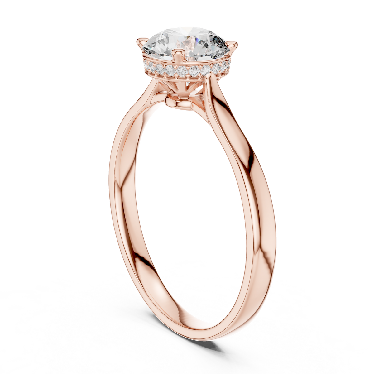 Hidden Halo Solitaire Ring