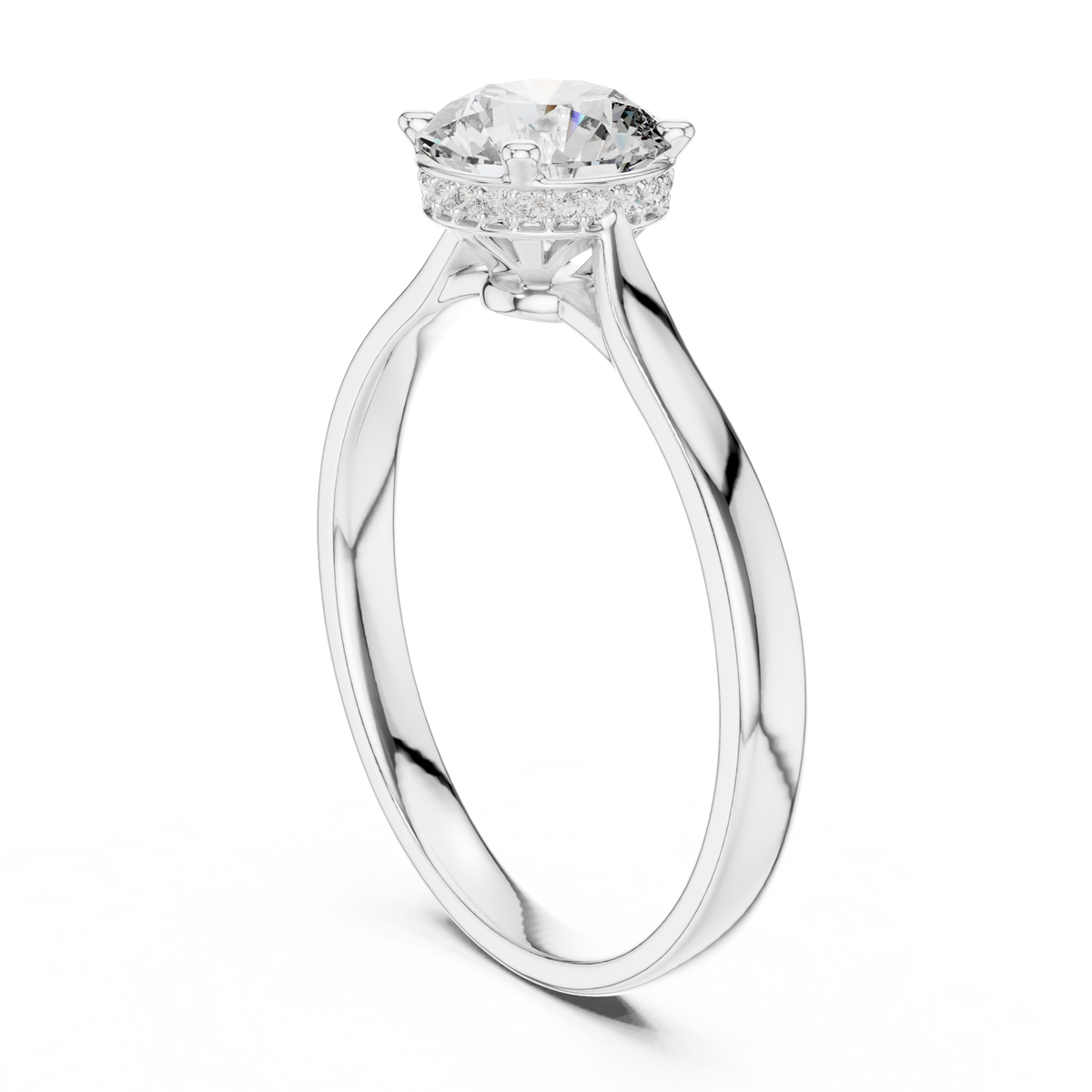 Hidden Halo Solitaire Ring