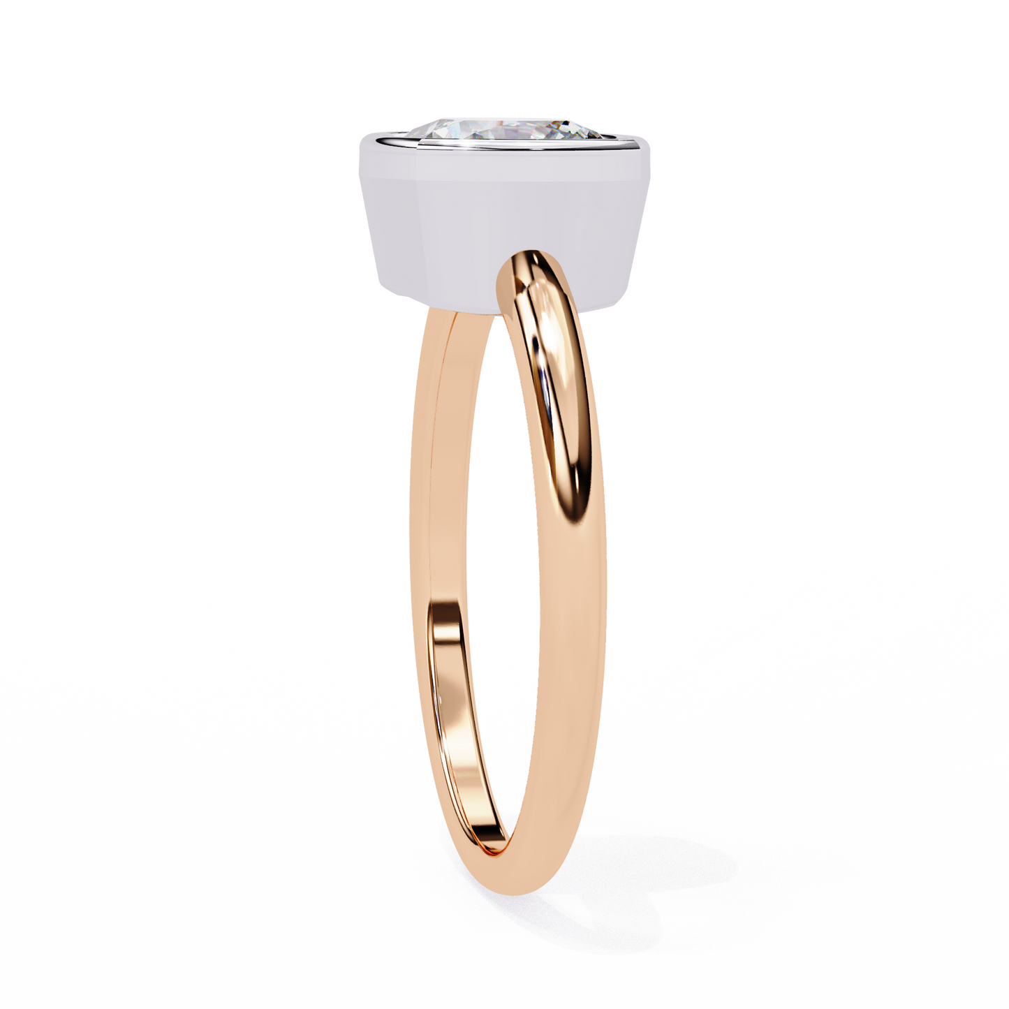 Modern Bezel Solitaire Diamond Ring Rose Gold 