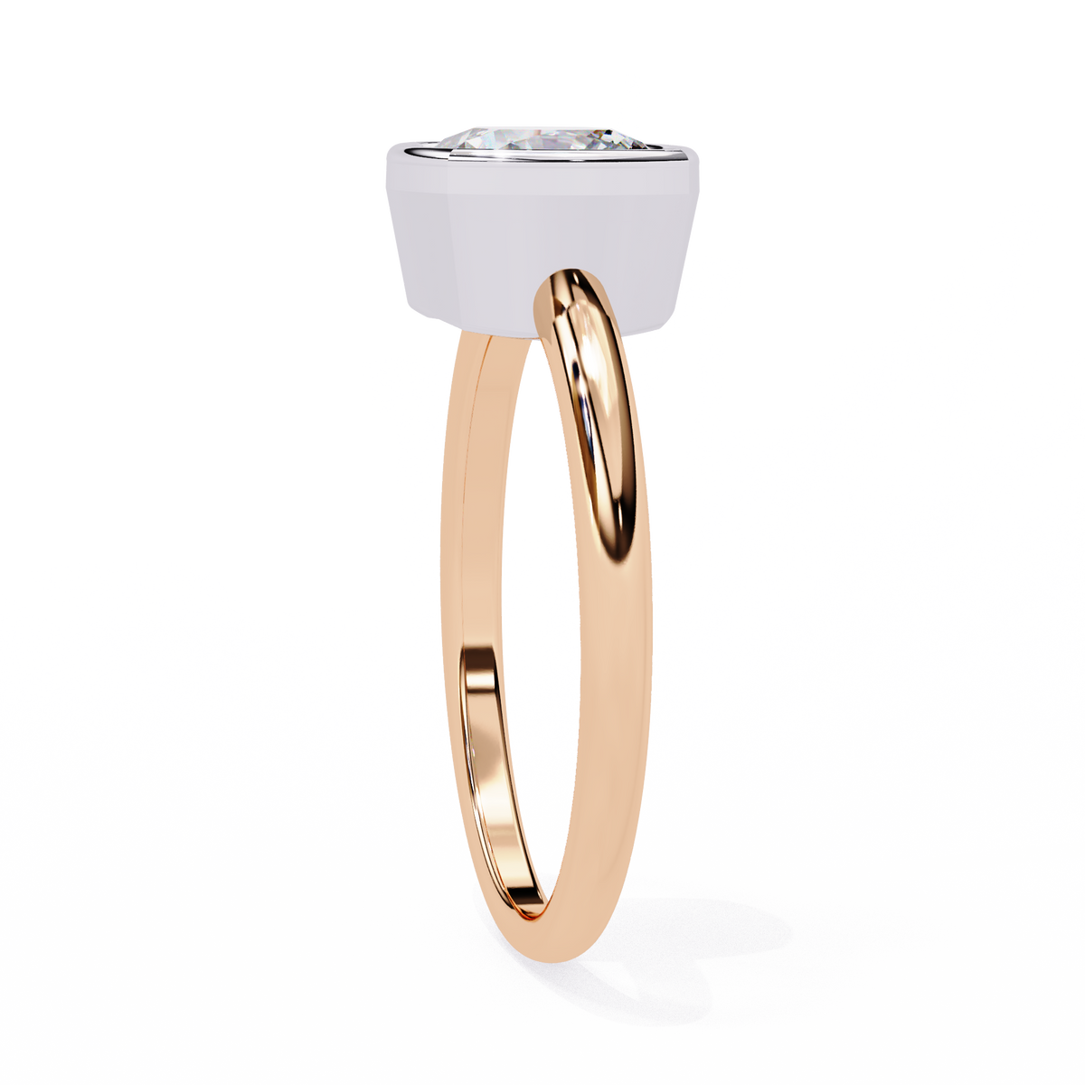 Modern Bezel Solitaire Diamond Ring Rose Gold 