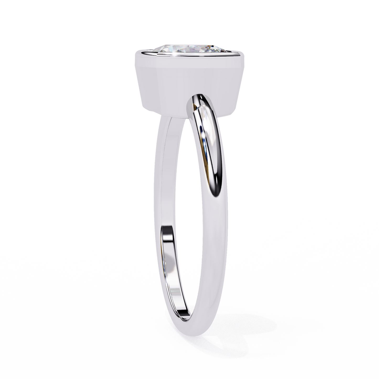 Modern Bezel Solitaire Diamond Ring White Gold 