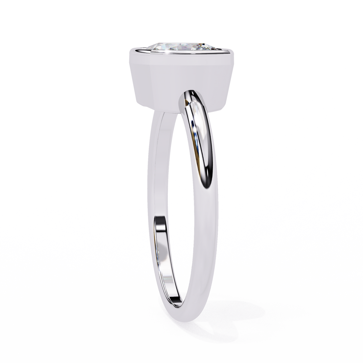 Modern Bezel Solitaire Diamond Ring White Gold 