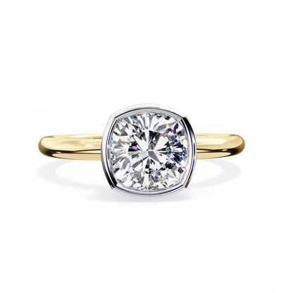 Modern Bezel Solitaire Diamond Ring Yellow Gold 