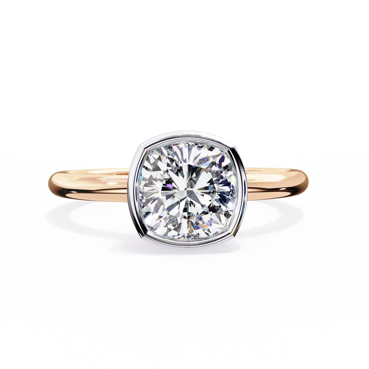 Modern Bezel Solitaire Diamond Ring Rose Gold 