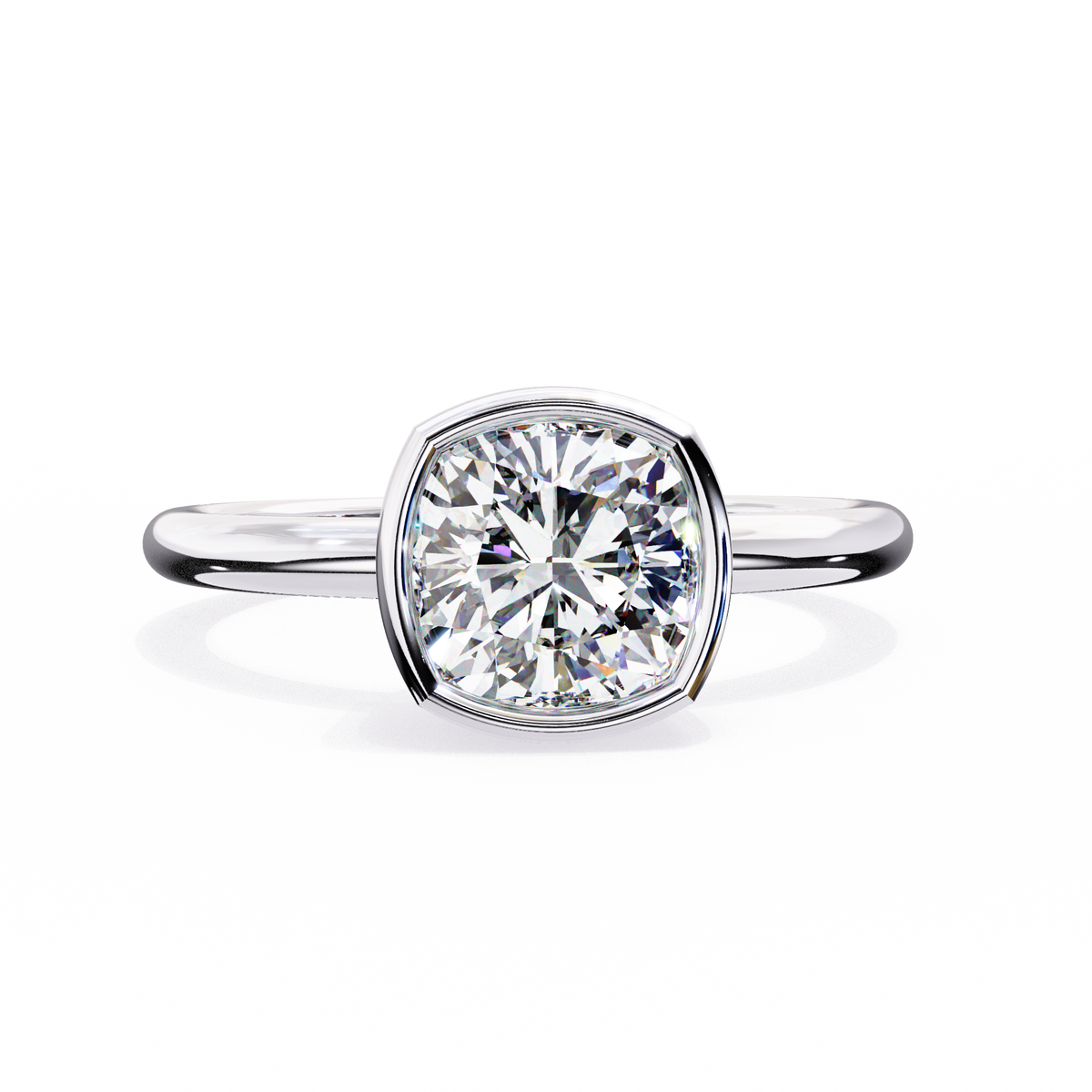 Modern Bezel Solitaire Diamond Ring White Gold 