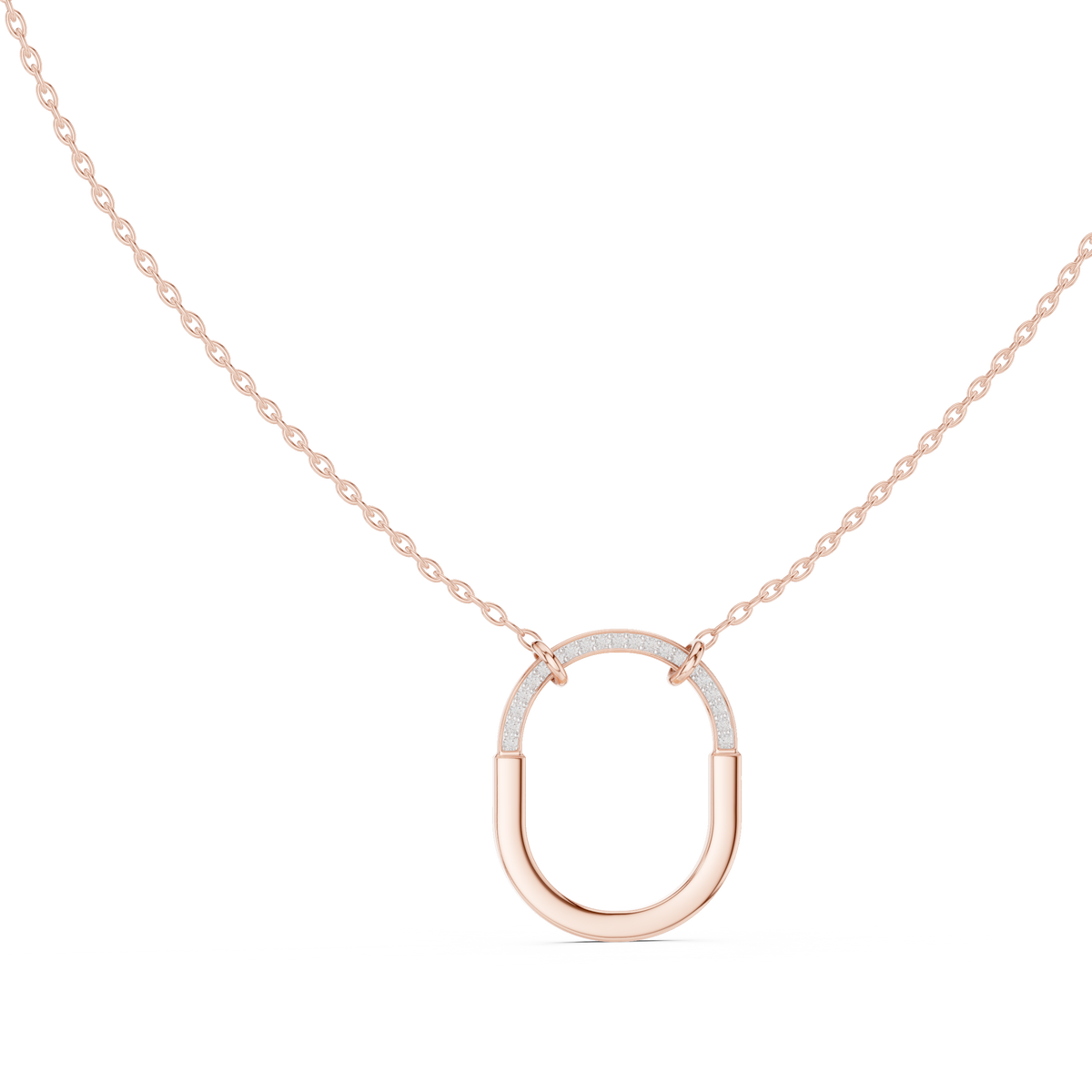 Minimalist Pavé U-Shape Pendant Necklace