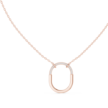 Minimalist Pavé U-Shape Pendant Necklace