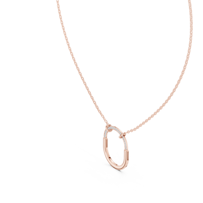 Minimalist Pavé U-Shape Pendant Necklace