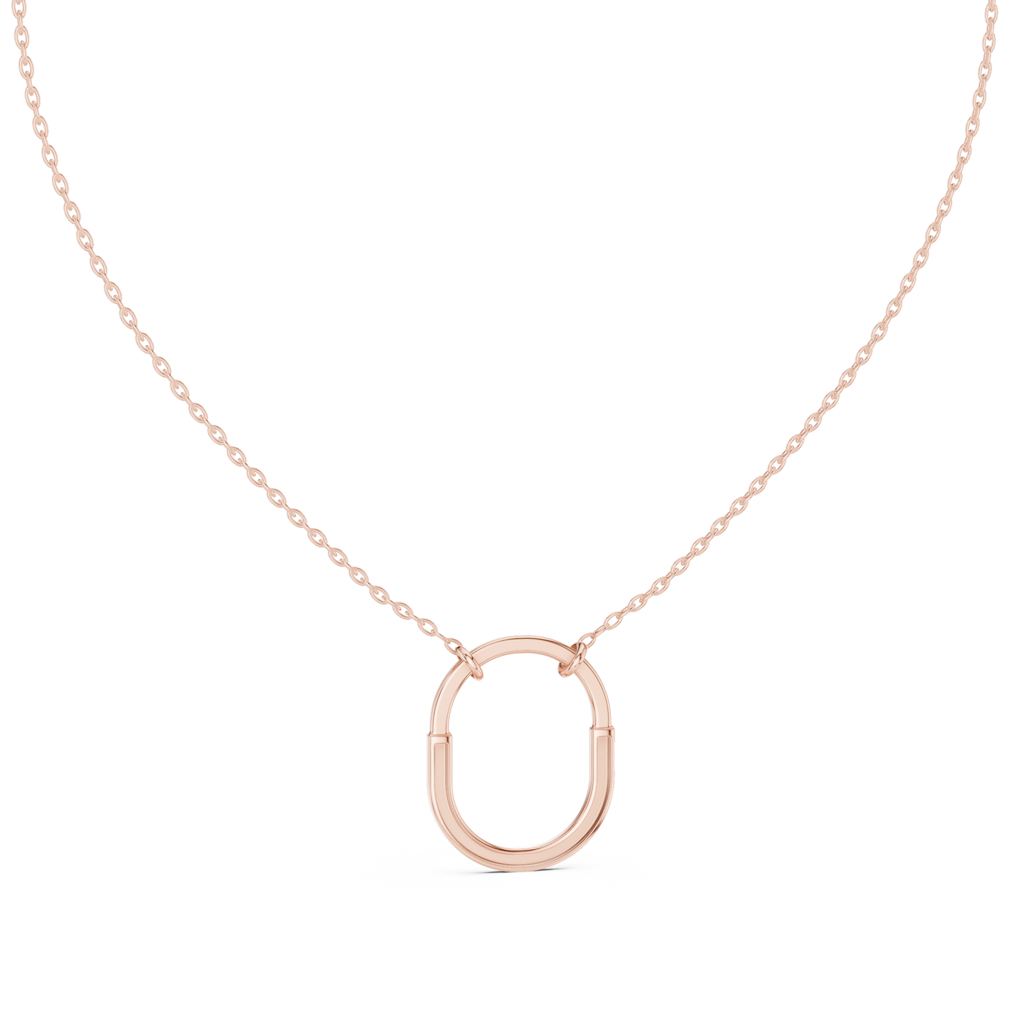 Minimalist Pavé U-Shape Pendant Necklace