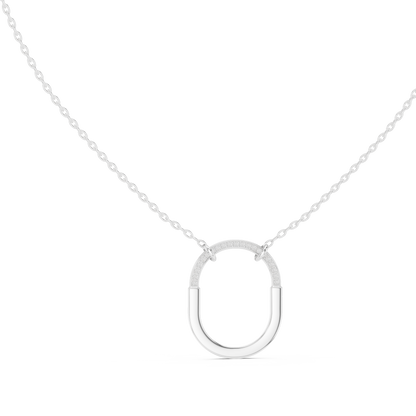 Minimalist Pavé U-Shape Pendant Necklace