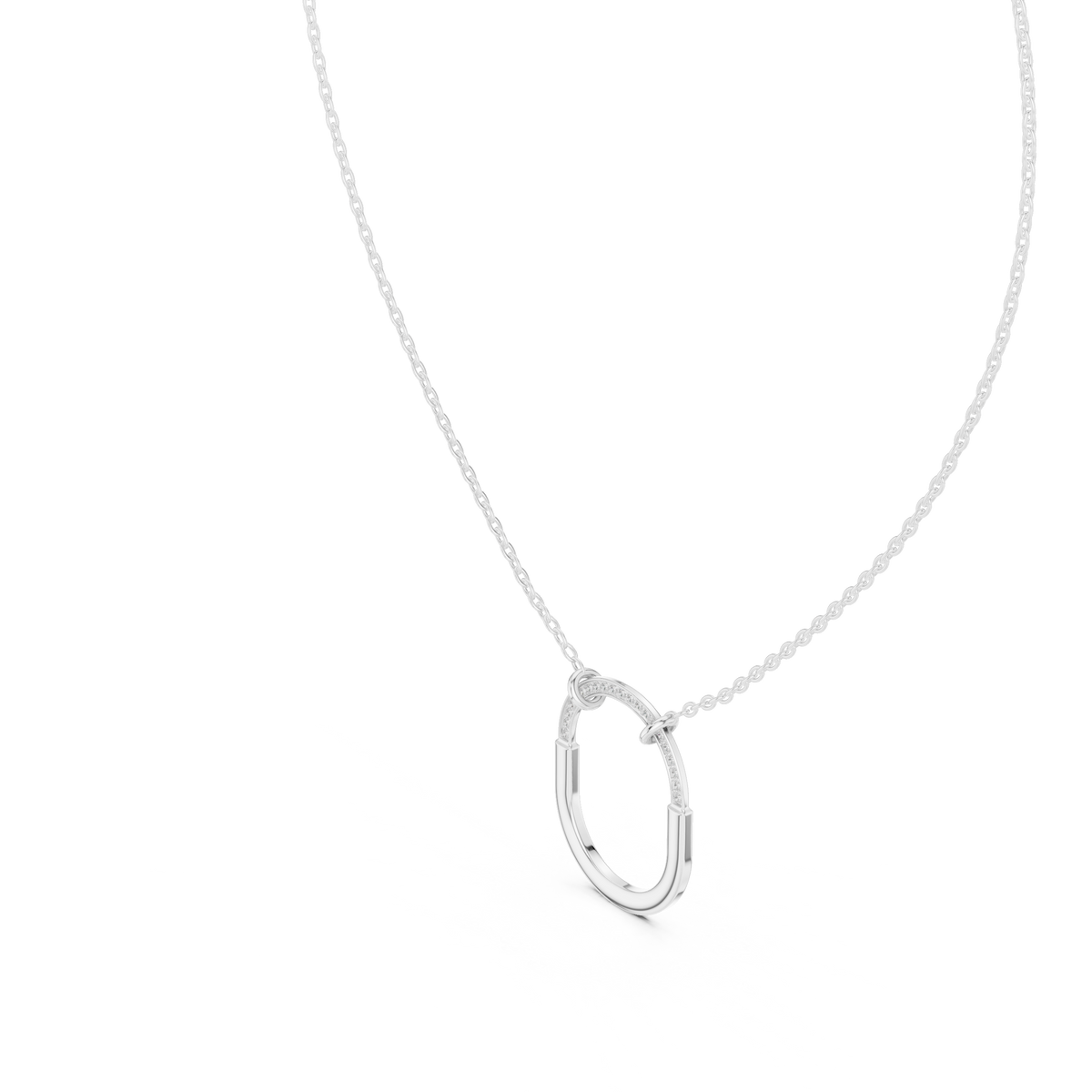 Minimalist Pavé U-Shape Pendant Necklace