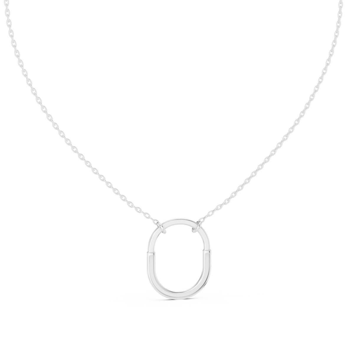 Minimalist Pavé U-Shape Pendant Necklace