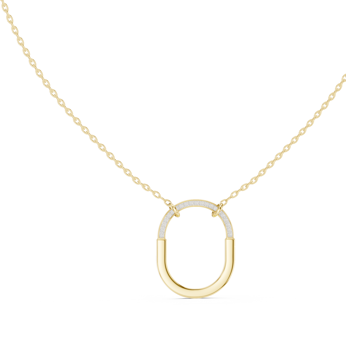 Minimalist Pavé U-Shape Pendant Necklace