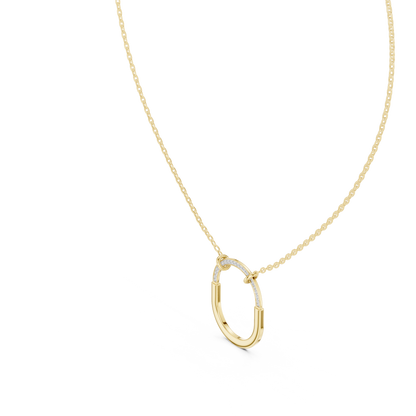 Minimalist Pavé U-Shape Pendant Necklace