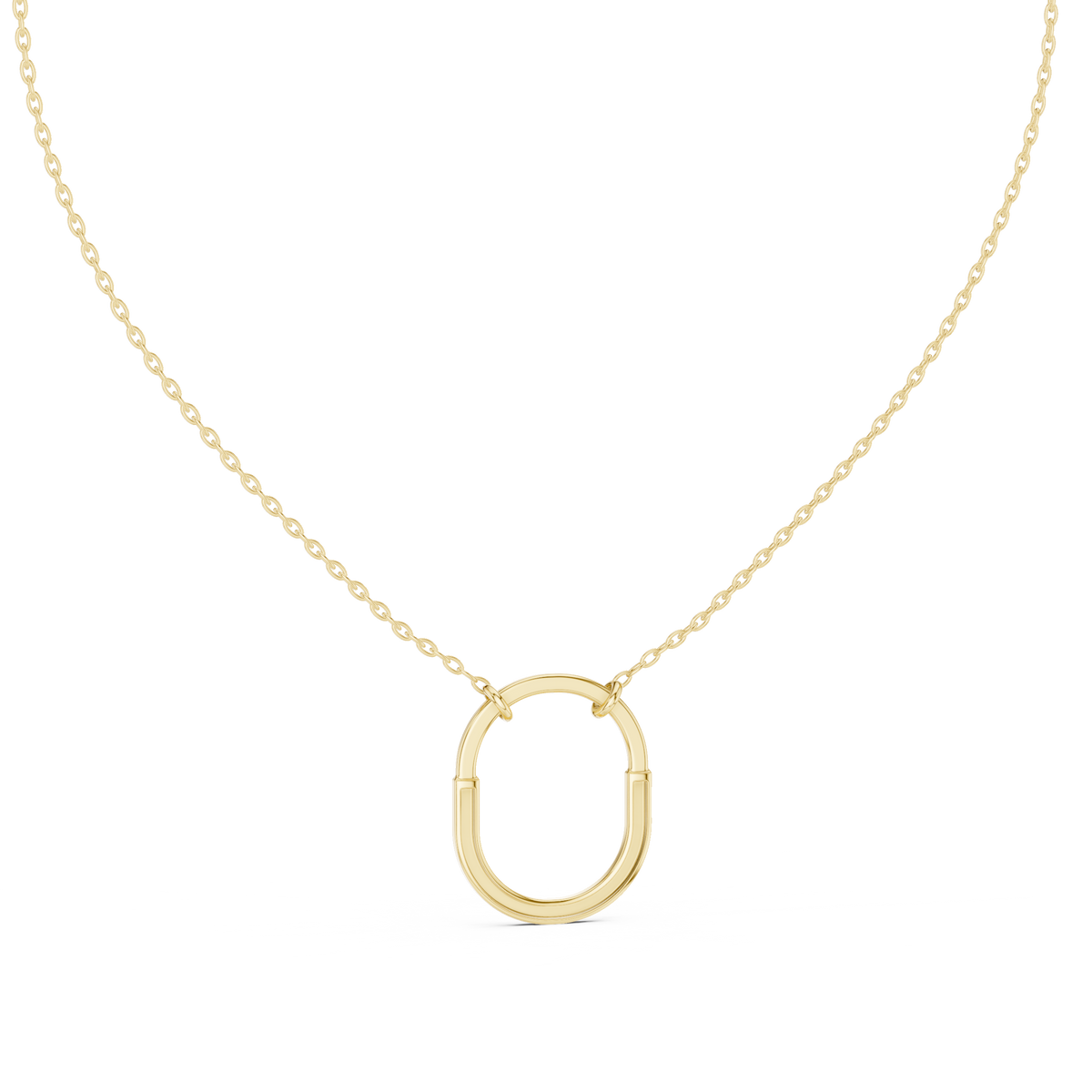Minimalist Pavé U-Shape Pendant Necklace