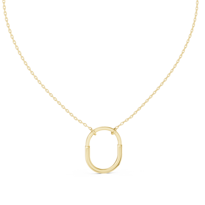 Minimalist Pavé U-Shape Pendant Necklace