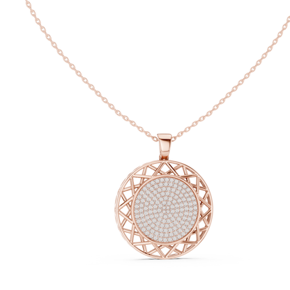 Pavé Diamond Geometric Circle Pendant Necklace