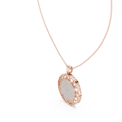 Pavé Diamond Geometric Circle Pendant Necklace