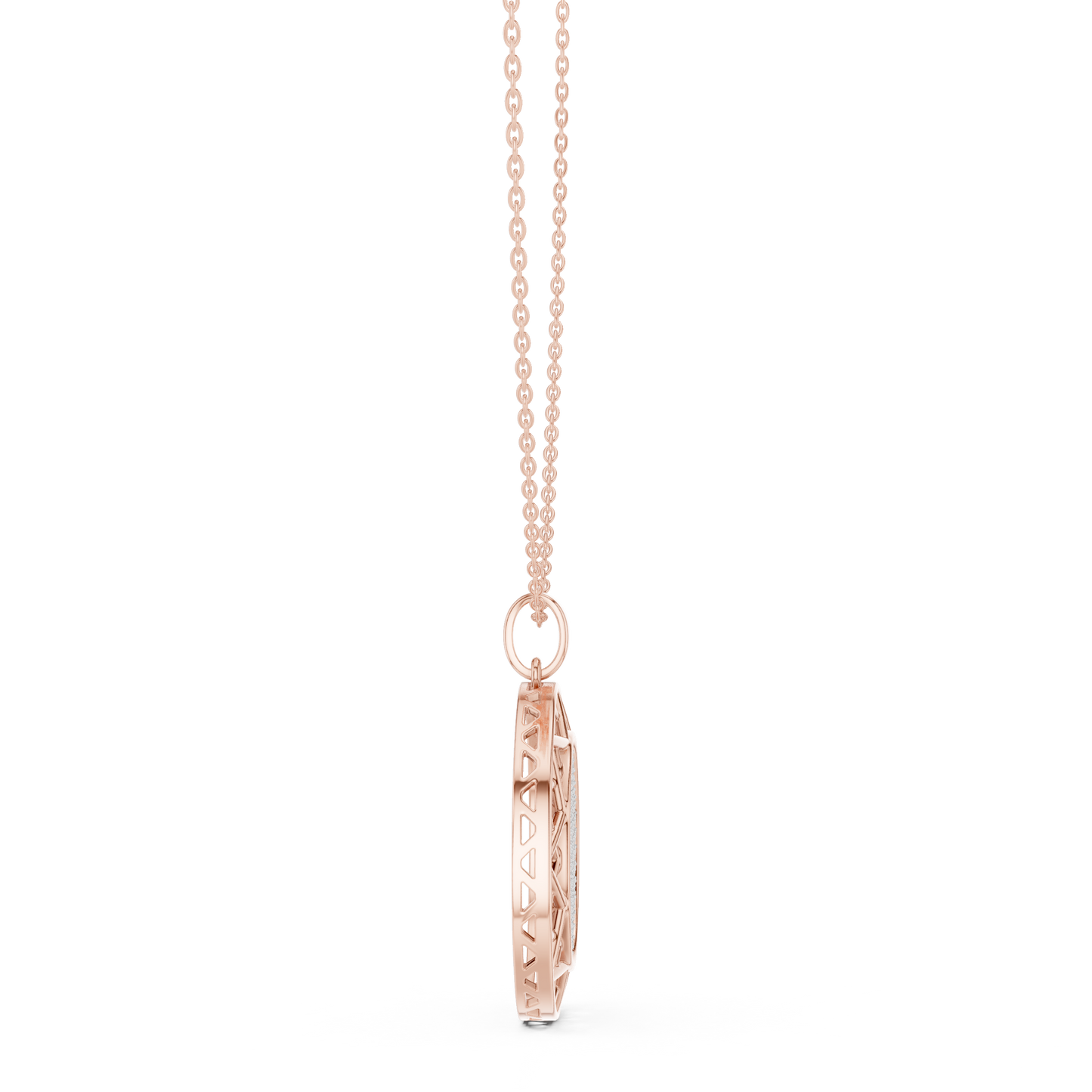 Pavé Diamond Geometric Circle Pendant Necklace