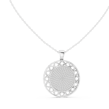 Pavé Diamond Geometric Circle Pendant Necklace