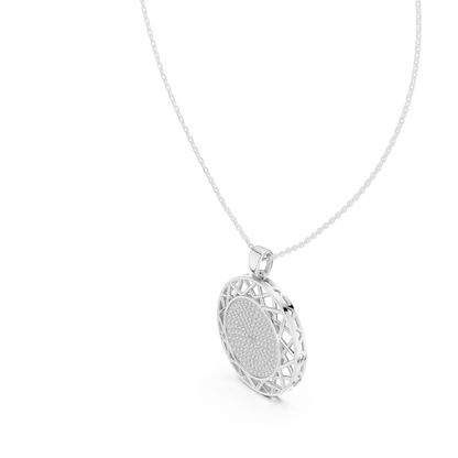 Pavé Diamond Geometric Circle Pendant Necklace
