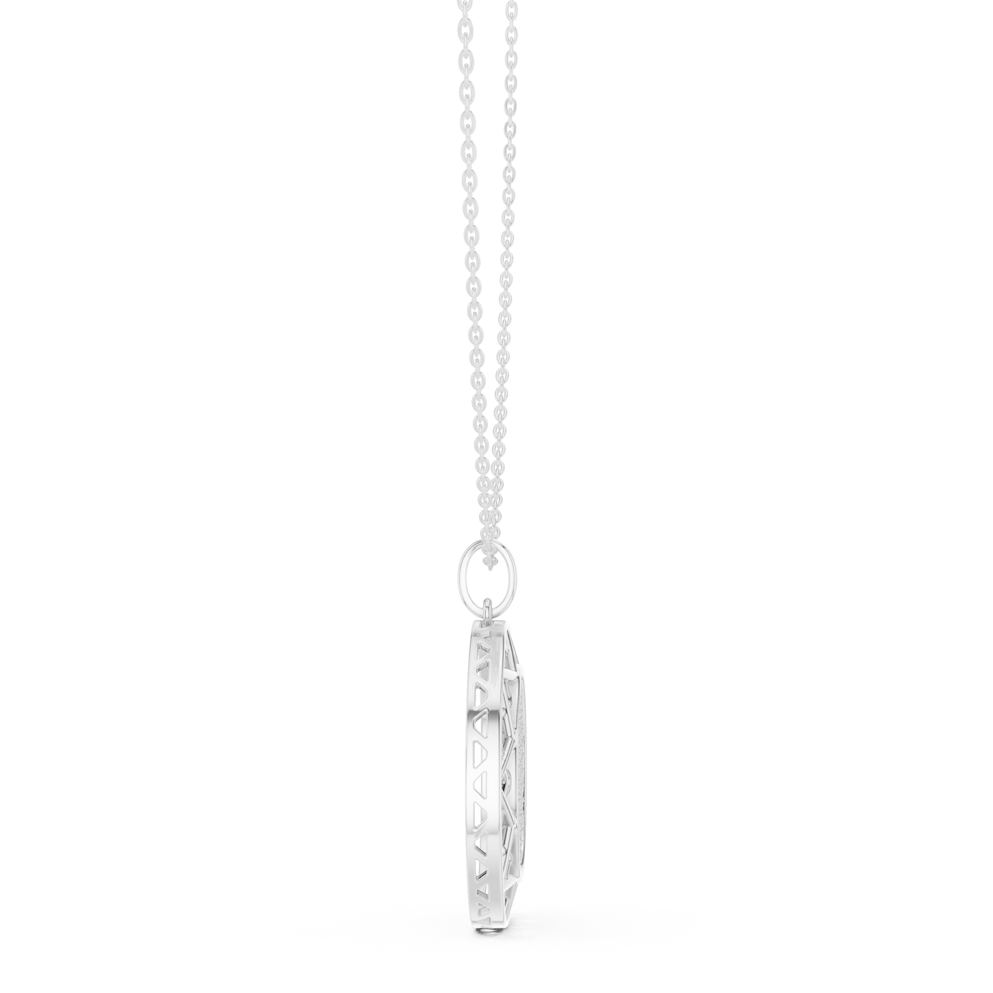 Pavé Diamond Geometric Circle Pendant Necklace